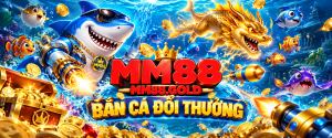 Bắn Cá Đổi Thưởng MM88 – Khung cảnh đại dương với pháo săn cá và nhiều sinh vật biển